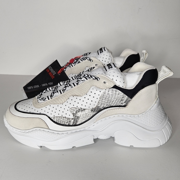 SCHUTZ Kid Suede Nappa and Snake Mix Material Sneaker Size 8.5 New - Picture 2 of 10